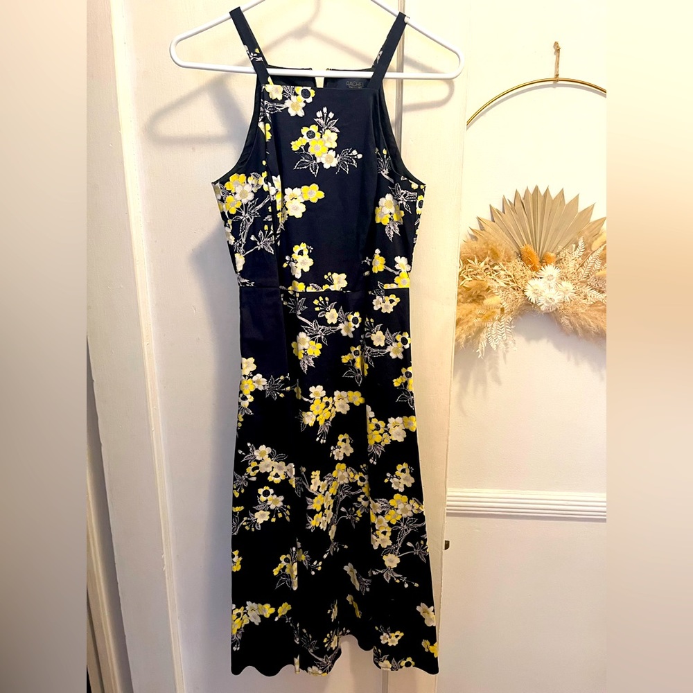 Navy, floral midi dress by Rachel Rachel Roy.